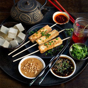 Homemade Tofu with Dipping Sauces