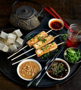 Tofu with dipping sauces