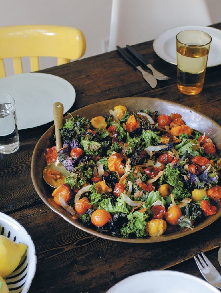 Warm Salad of Roasted Kale, Coconut, and Tomatoes | TASTE