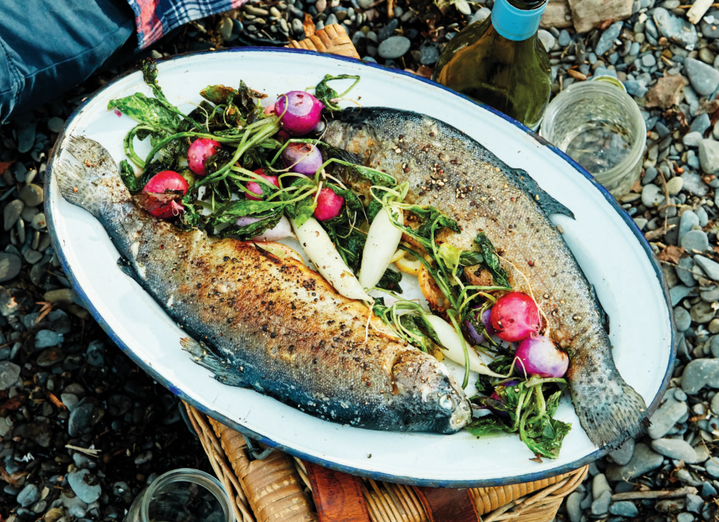 Pan-Seared Rainbow Trout with Whole Radishes