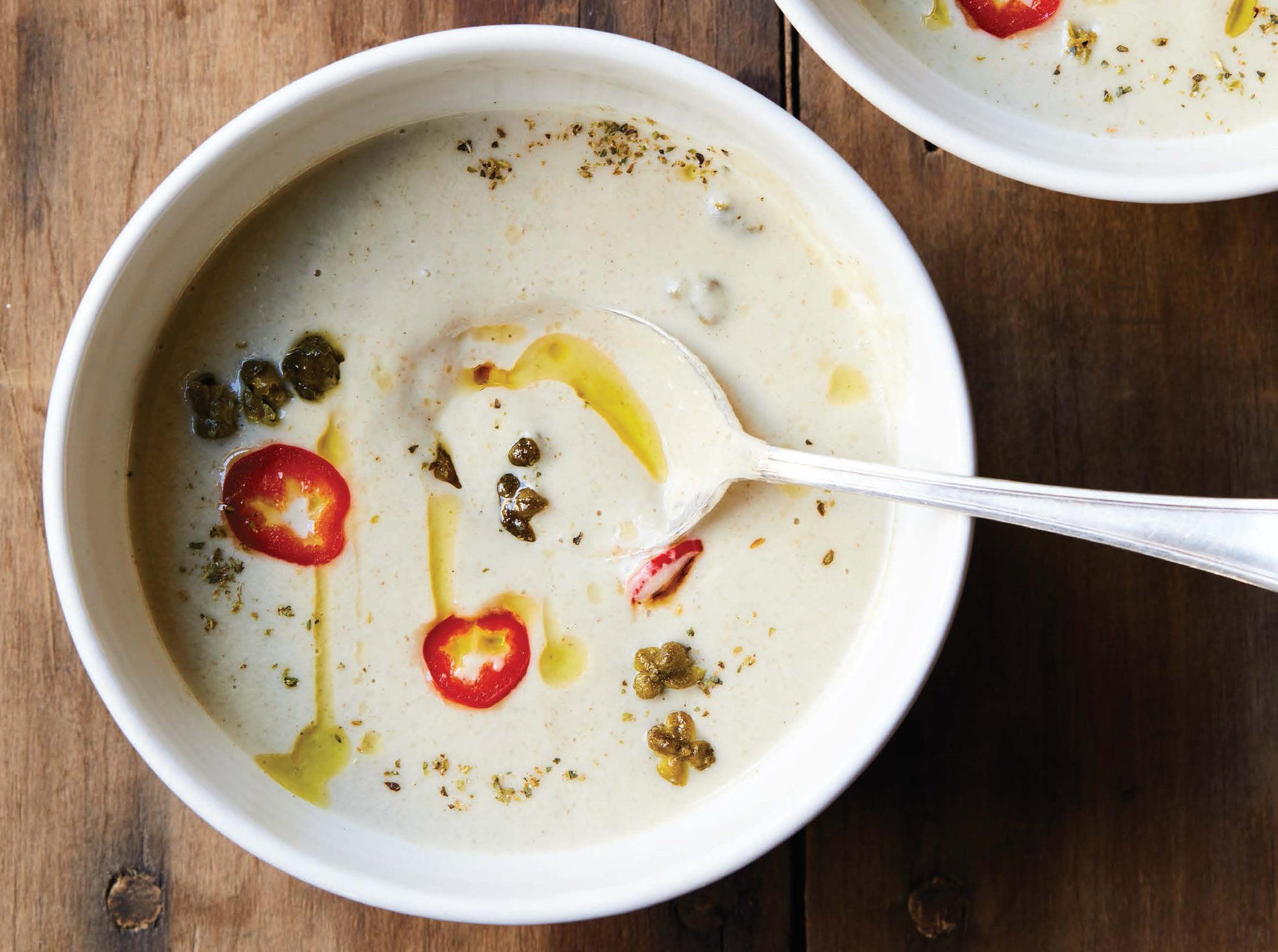Sunchoke Soup with Pickled Fresno Chiles and Oregano TASTE