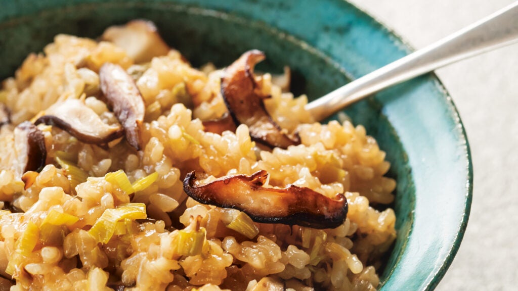 Sticky Rice with Leeks And Shiitake Mushrooms