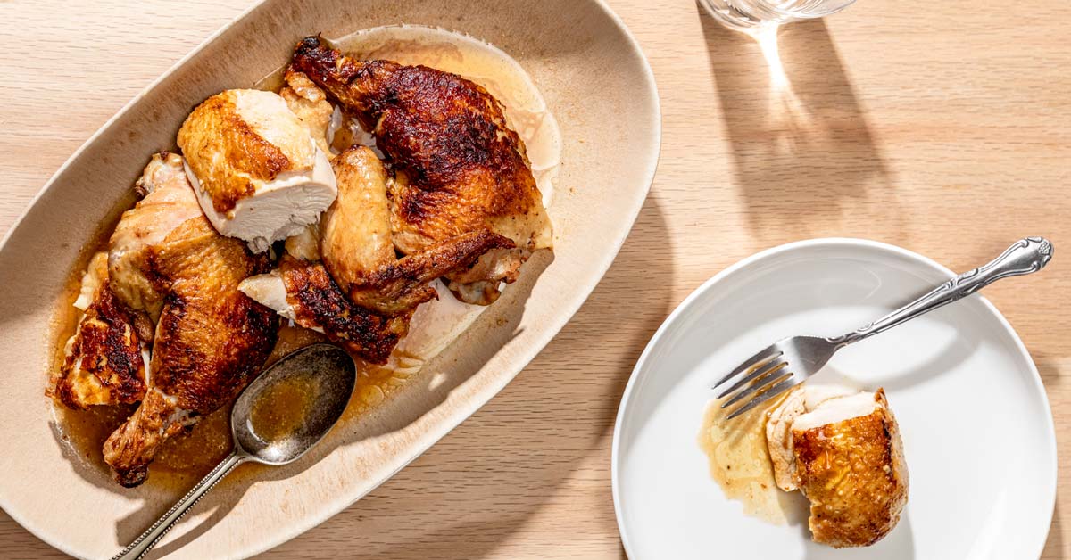 Brick Chicken with Schmaltz Vinaigrette TASTE