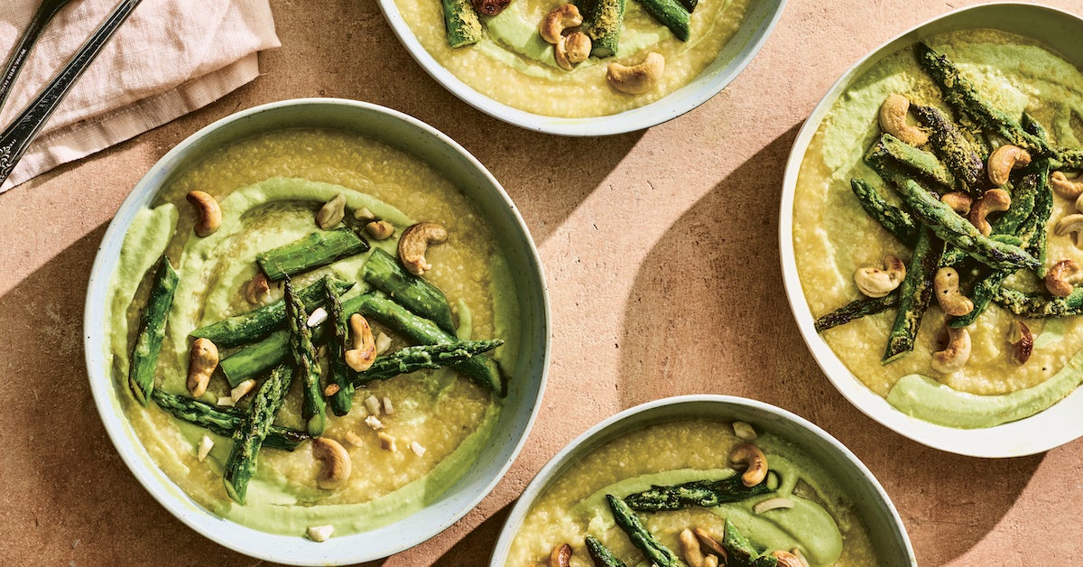 Asparagus & Cashews with Green Polenta | TASTE