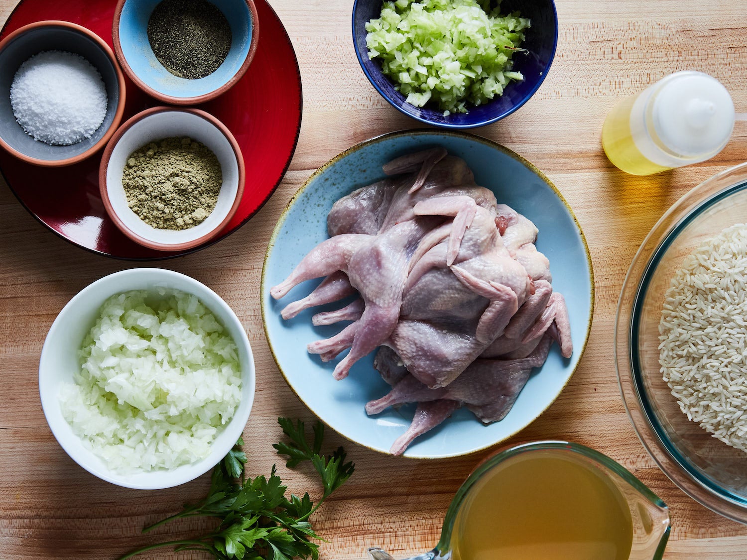 Quail Pirloo Mise en Place