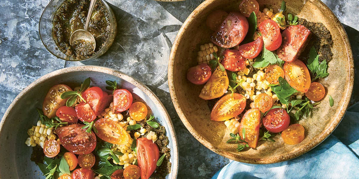 Oaxaca-Meets-the-Mediterranean Tomatoes and Corn | TASTE