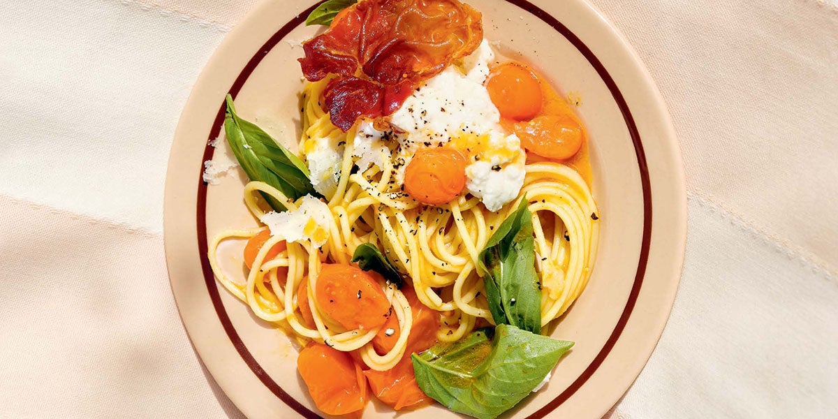 Spaghetti with Sun-Kissed Tomatoes, Ricotta & Crispy Prosciutto | TASTE
