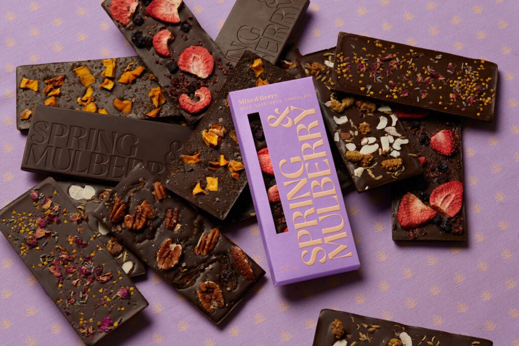 Spring and Mulberry date chocolate bar