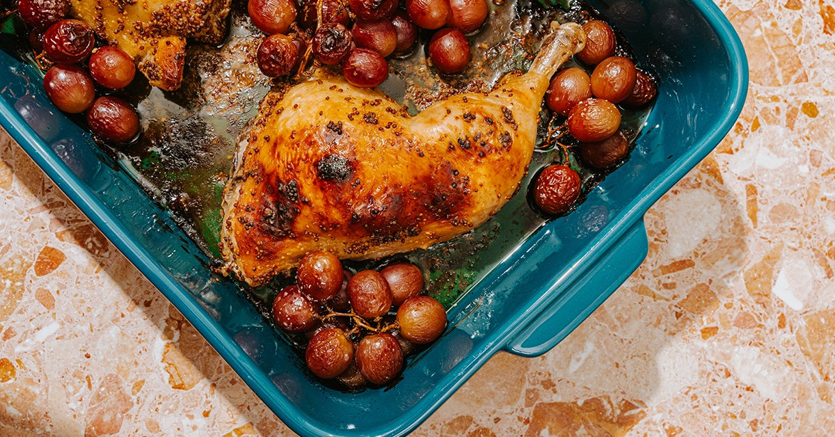 Roast Chicken Legs with Grapes | TASTE