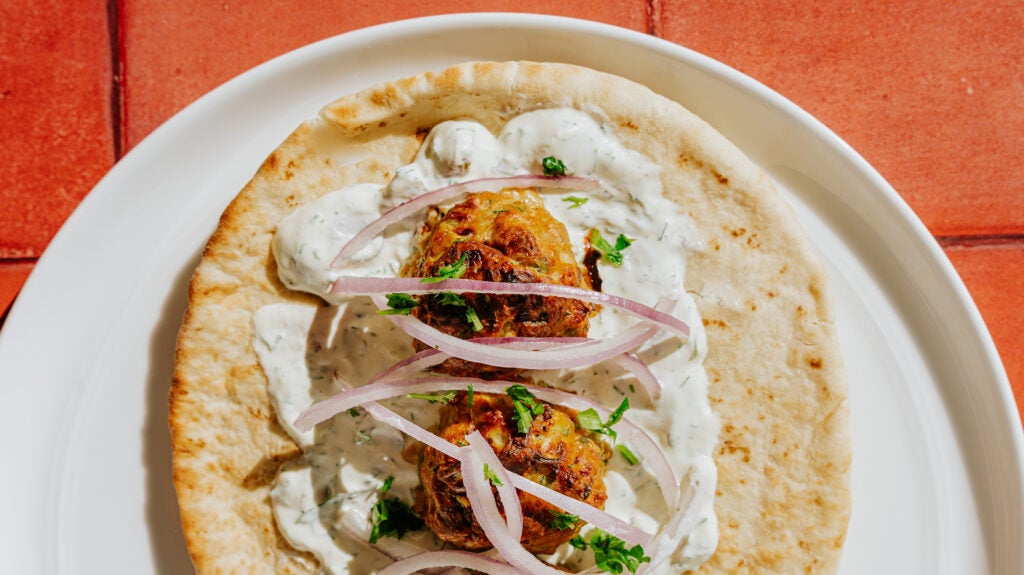 Chicken Meatball Wraps with Pickle Sauce