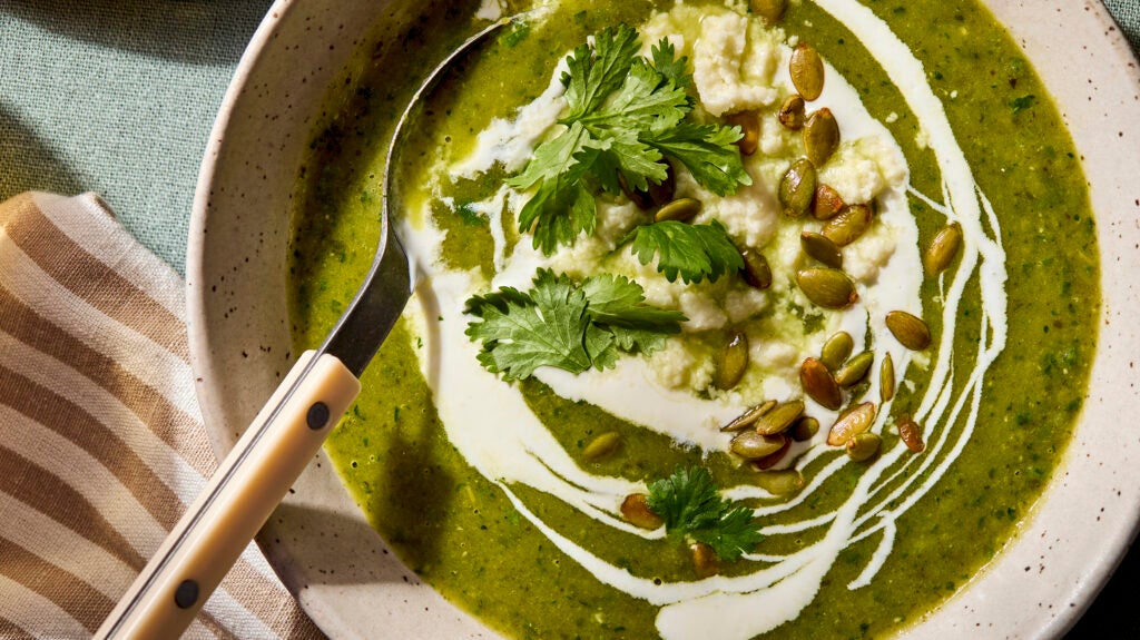 Poblano and Potato Soup With All the Fixings